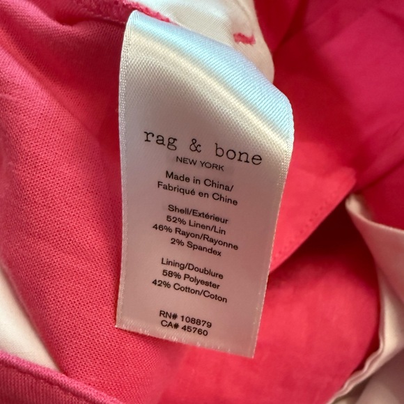 NWT Rag & Bone Ivy Linen Blend Tailored Shorts in Pink Size 12 - Picture 14 of 14